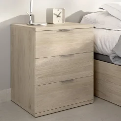 Comodini > Dmora Comodino Marrone Rovere Grigio Nero 3 Cassetti un Ripiano 45x40x63h cm, Apertura Scorrevole - Talana Nero, Marrone Rovere Grigio