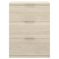 Comodini > Dmora Comodino Marrone Rovere Grigio Nero 3 Cassetti un Ripiano 45x40x63h cm, Apertura Scorrevole - Talana Nero, Marrone Rovere Grigio