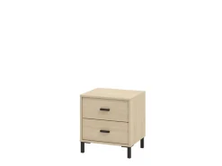 Comodino Marrone Rovere Nero 2 Cassetti un Ripiano 48x40x52h cm, Apertura Scorrevole - Piea