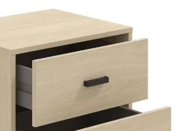 Comodino Marrone Rovere Nero 2 Cassetti un Ripiano 48x40x52h cm, Apertura Scorrevole - Piea