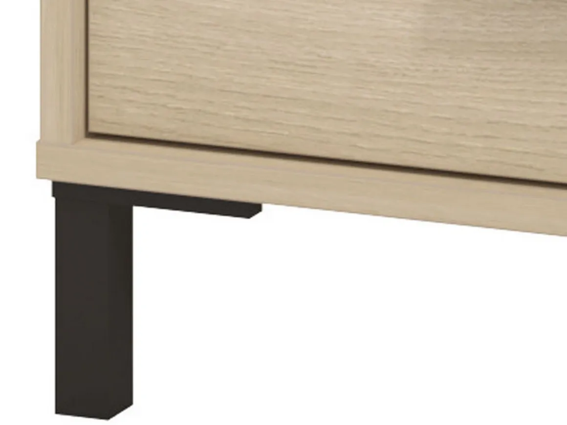 Comodino Marrone Rovere Nero 2 Cassetti un Ripiano 48x40x52h cm, Apertura Scorrevole - Piea