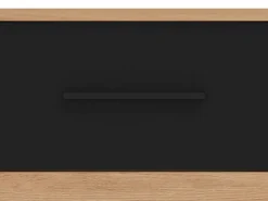Comodini > Dmora Comodino Marrone Rovere Nodi Nero 2 Cassetti un Ripiano 44.5x33.5x43h cm, Apertura Scorrevole - Uzzano Nero, Marrone Rovere Nodi