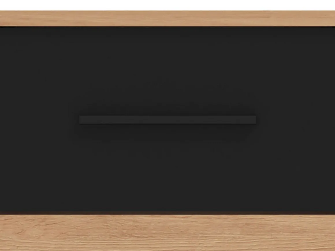 Comodini > Dmora Comodino Marrone Rovere Nodi Nero 2 Cassetti un Ripiano 44.5x33.5x43h cm, Apertura Scorrevole - Uzzano Nero, Marrone Rovere Nodi