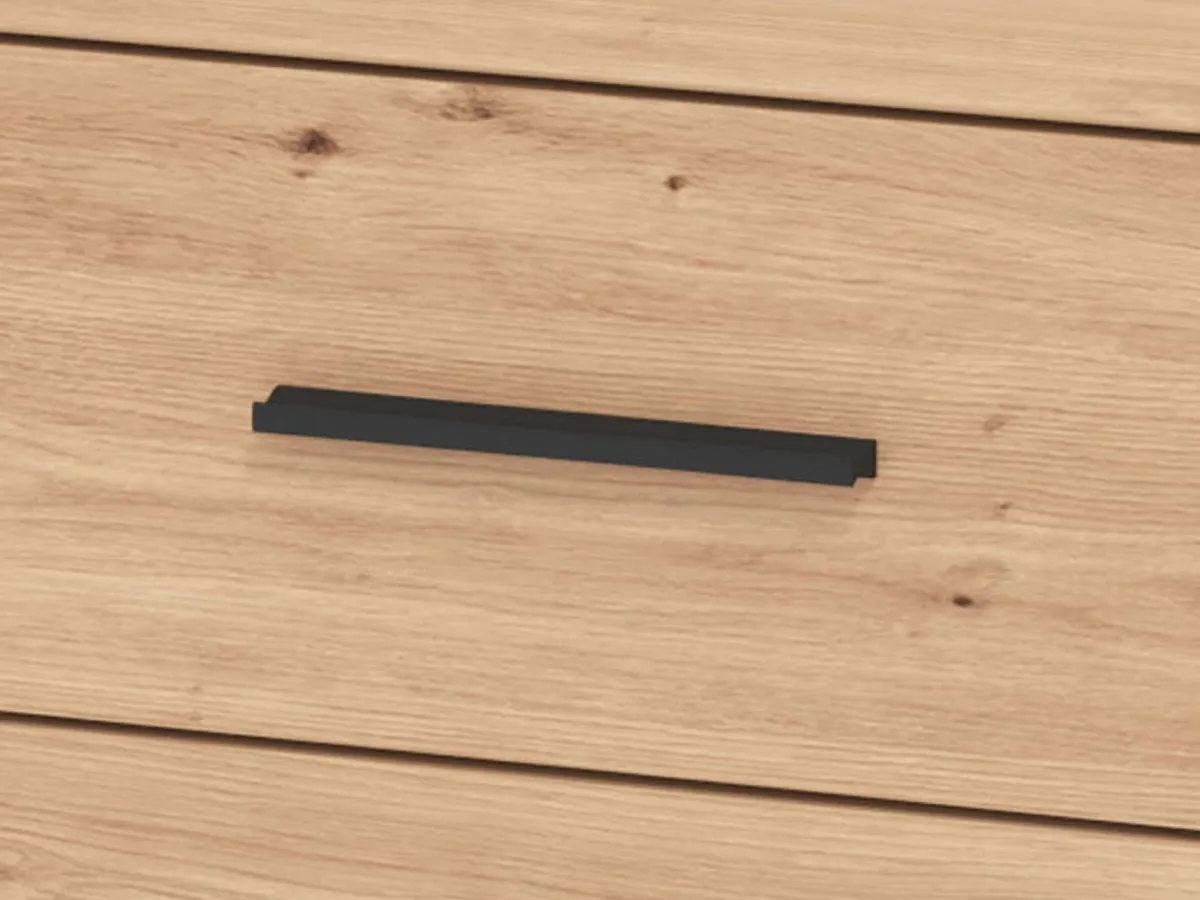 Comodini > Dmora Comodino Marrone Rovere Nodi Nero 2 Cassetti un Ripiano 44.5x33.5x43h cm, Apertura Scorrevole - Uzzano Nero, Marrone Rovere Nodi