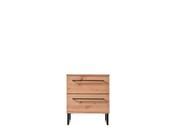 Comodini > Dmora Comodino Marrone Rovere Nodi Nero 2 Cassetti un Ripiano 48x40x52h cm, Apertura Scorrevole - Clanezzo Nero, Marrone Rovere Nodi