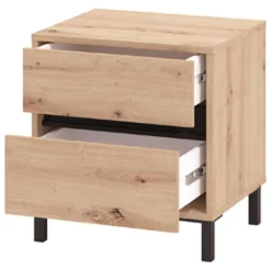 Comodini > Dmora Comodino Marrone Rovere Nodi Nero 3 Cassetti un Ripiano 45x40x63h cm, Apertura Scorrevole - Talana Nero, Marrone Rovere Nodi