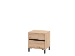 Comodini > Dmora Comodino Marrone Rovere Nodi Nero 3 Cassetti un Ripiano 45x40x63h cm, Apertura Scorrevole - Talana Nero, Marrone Rovere Nodi