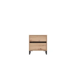 Comodini > Dmora Comodino Marrone Rovere Nodi Nero 3 Cassetti un Ripiano 45x40x63h cm, Apertura Scorrevole - Talana Nero, Marrone Rovere Nodi