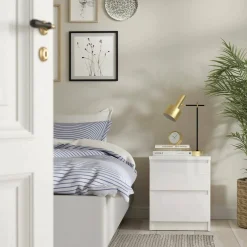 Comodino minimal bianco lucido 50x40x49h cm - Azar