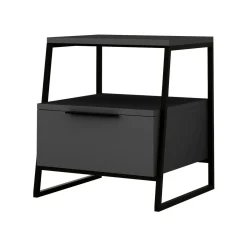 Comodini|Camera Da Letto > Dmora Comodino moderno antracite 45x40x50h cm - Alonso Nero Antracite