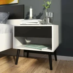 Comodini > Dmora Comodino moderno bianco e nero 50x39x49h cm - Lucina Nero, Bianco