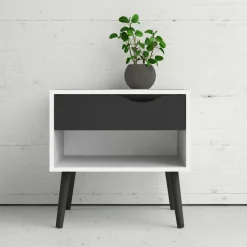 Comodini > Dmora Comodino moderno bianco e nero 50x39x49h cm - Lucina Nero, Bianco