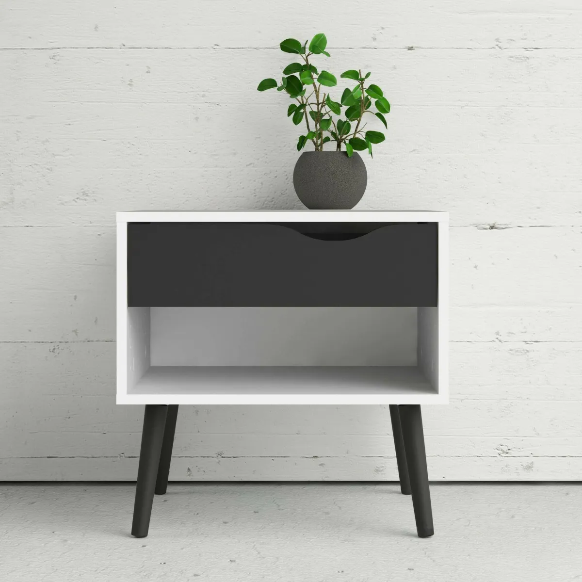 Comodini > Dmora Comodino moderno bianco e nero 50x39x49h cm - Lucina Nero, Bianco