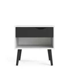Comodini > Dmora Comodino moderno bianco e nero 50x39x49h cm - Lucina Nero, Bianco