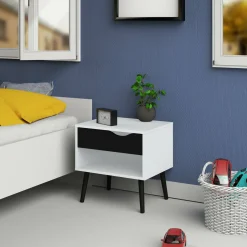 Comodini > Dmora Comodino moderno bianco e nero 50x39x49h cm - Lucina Nero, Bianco
