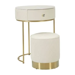 Comodino moderno bianco e oro 52x52x70h cm - Consolle Miscano