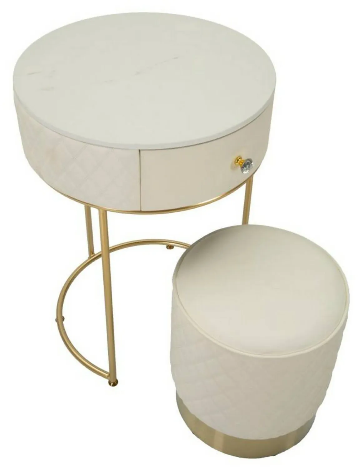 Comodino moderno bianco e oro 52x52x70h cm - Consolle Miscano