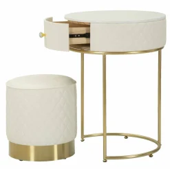 Comodino moderno bianco e oro 52x52x70h cm - Consolle Miscano
