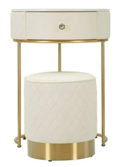 Comodino moderno bianco e oro 52x52x70h cm - Consolle Miscano