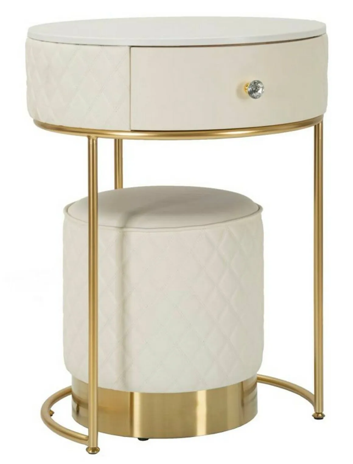 Comodino moderno bianco e oro 52x52x70h cm - Consolle Miscano