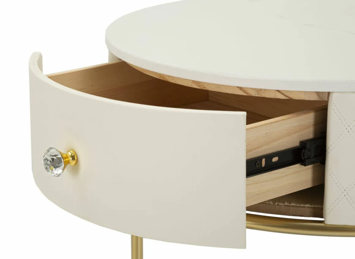 Comodino moderno bianco e oro 52x52x70h cm - Consolle Miscano