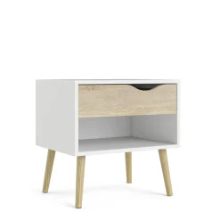 Comodini > Dmora Comodino moderno bianco e quercia 50x39x49h cm - Lucina Marrone, Bianco Quercia