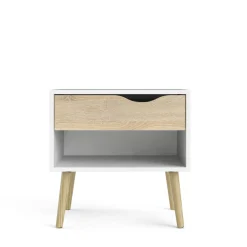 Comodini > Dmora Comodino moderno bianco e quercia 50x39x49h cm - Lucina Marrone, Bianco Quercia