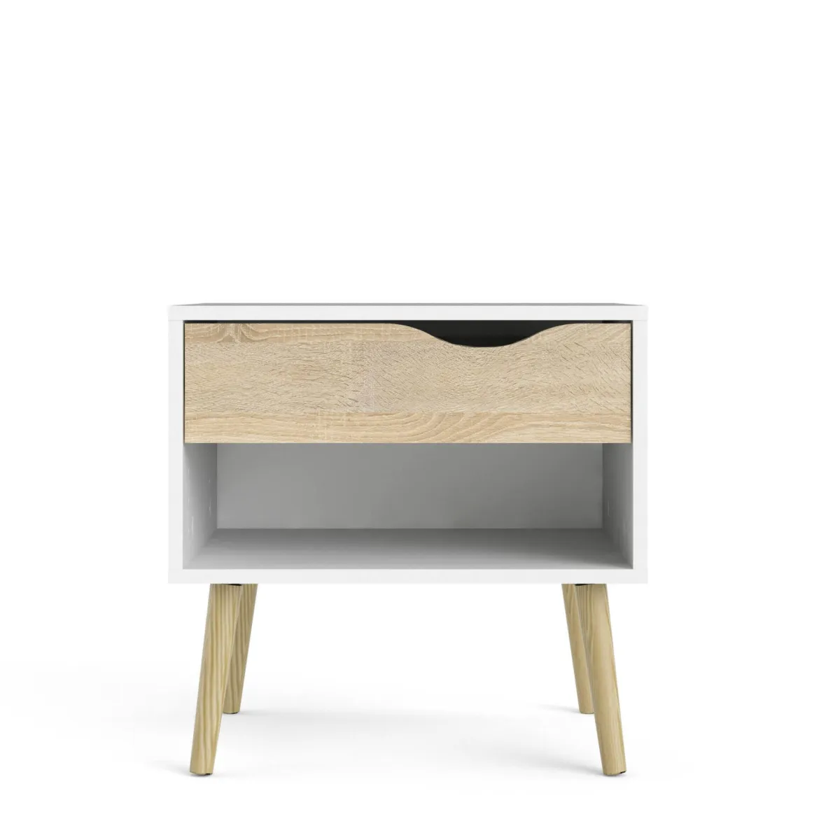 Comodini > Dmora Comodino moderno bianco e quercia 50x39x49h cm - Lucina Marrone, Bianco Quercia