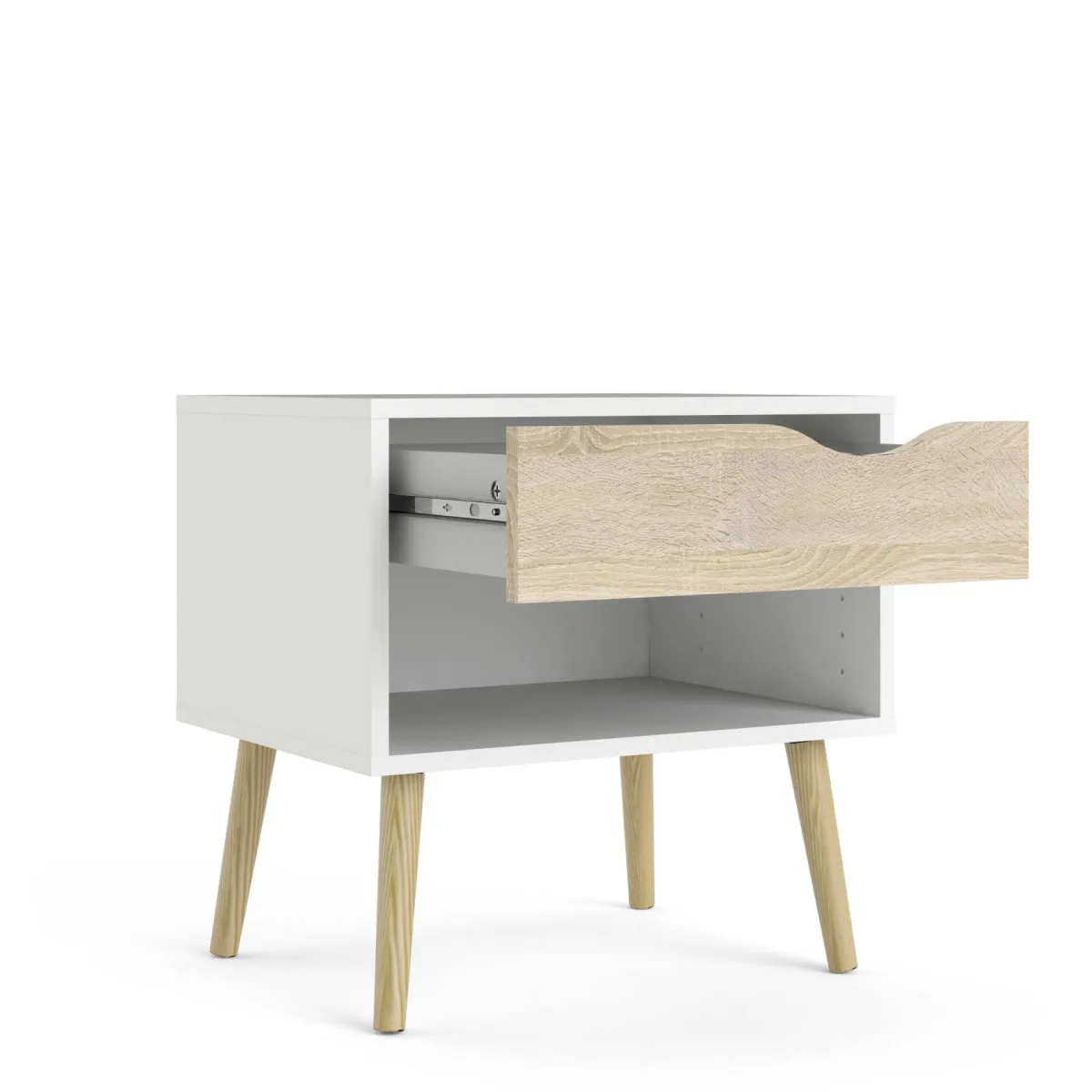 Comodini > Dmora Comodino moderno bianco e quercia 50x39x49h cm - Lucina Marrone, Bianco Quercia