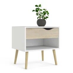 Comodini > Dmora Comodino moderno bianco e quercia 50x39x49h cm - Lucina Marrone, Bianco Quercia