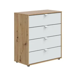 Comodino moderno bianco e rovere nodi 77x40x86h cm - Spinello