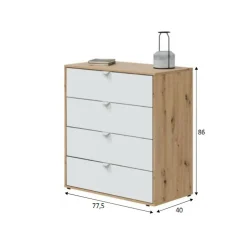 Comodino moderno bianco e rovere nodi 77x40x86h cm - Spinello