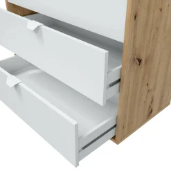 Comodino moderno bianco e rovere nodi 77x40x86h cm - Spinello
