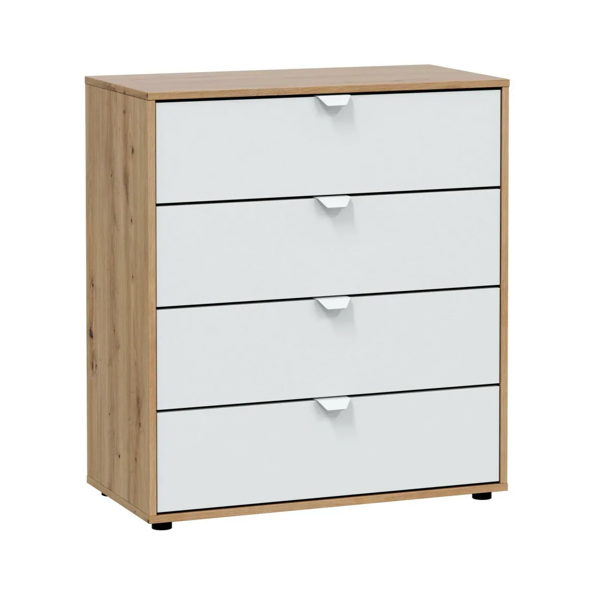 Comodino moderno bianco e rovere nodi 77x40x86h cm - Spinello