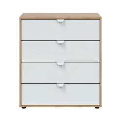 Comodino moderno bianco e rovere nodi 77x40x86h cm - Spinello