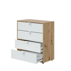 Comodino moderno bianco e rovere nodi 77x40x86h cm - Spinello