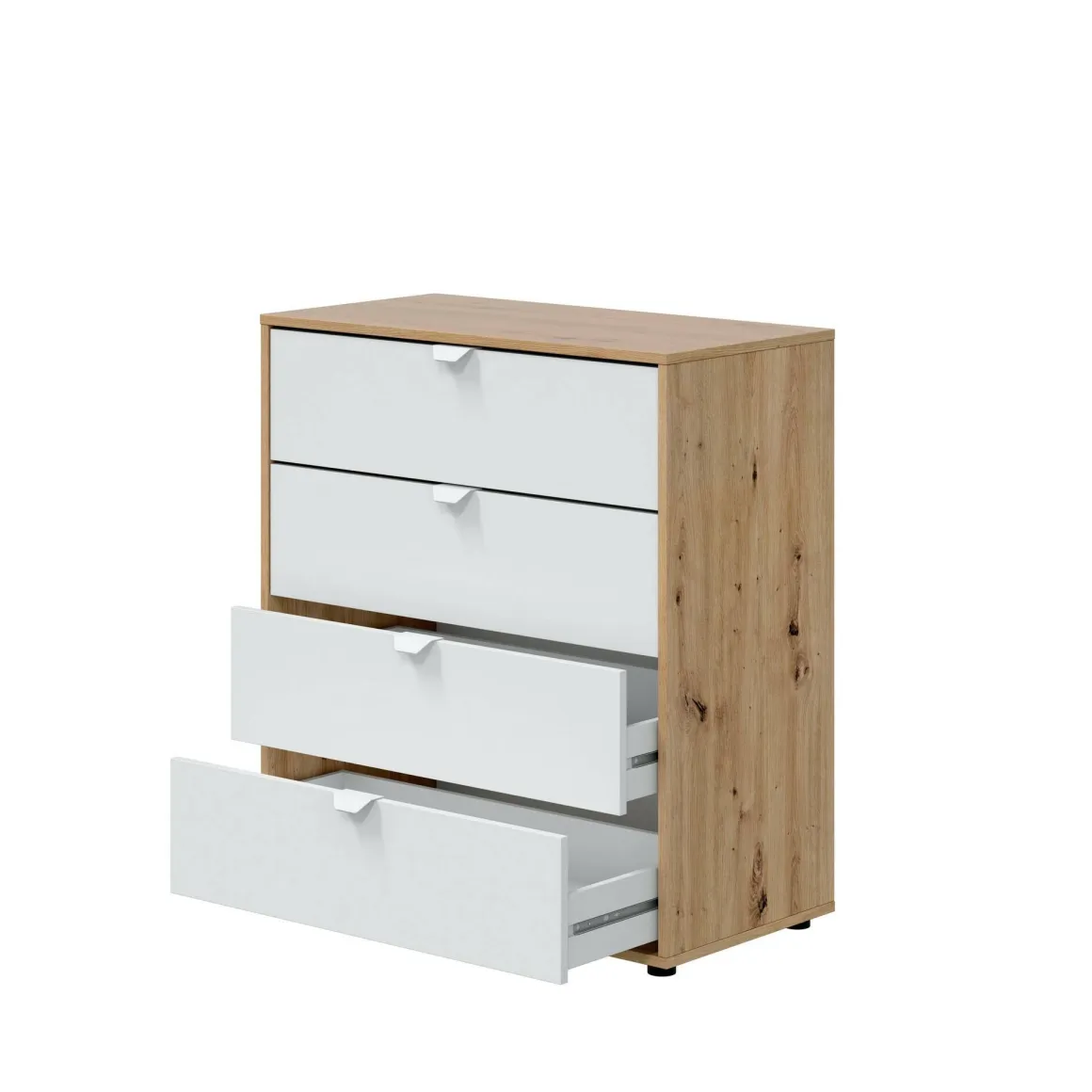 Comodino moderno bianco e rovere nodi 77x40x86h cm - Spinello