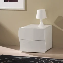 Comodini|Camera Da Letto > Dmora Comodino moderno 50x40x41h cm - Thanatos Bianco Lucido