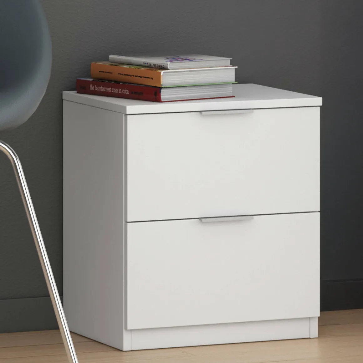 Comodini|Camera Da Letto > Dmora Comodino moderno 39x31x35h cm - Auring Bianco