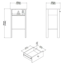Comodino moderno bianco 40x34x70h cm - Inday