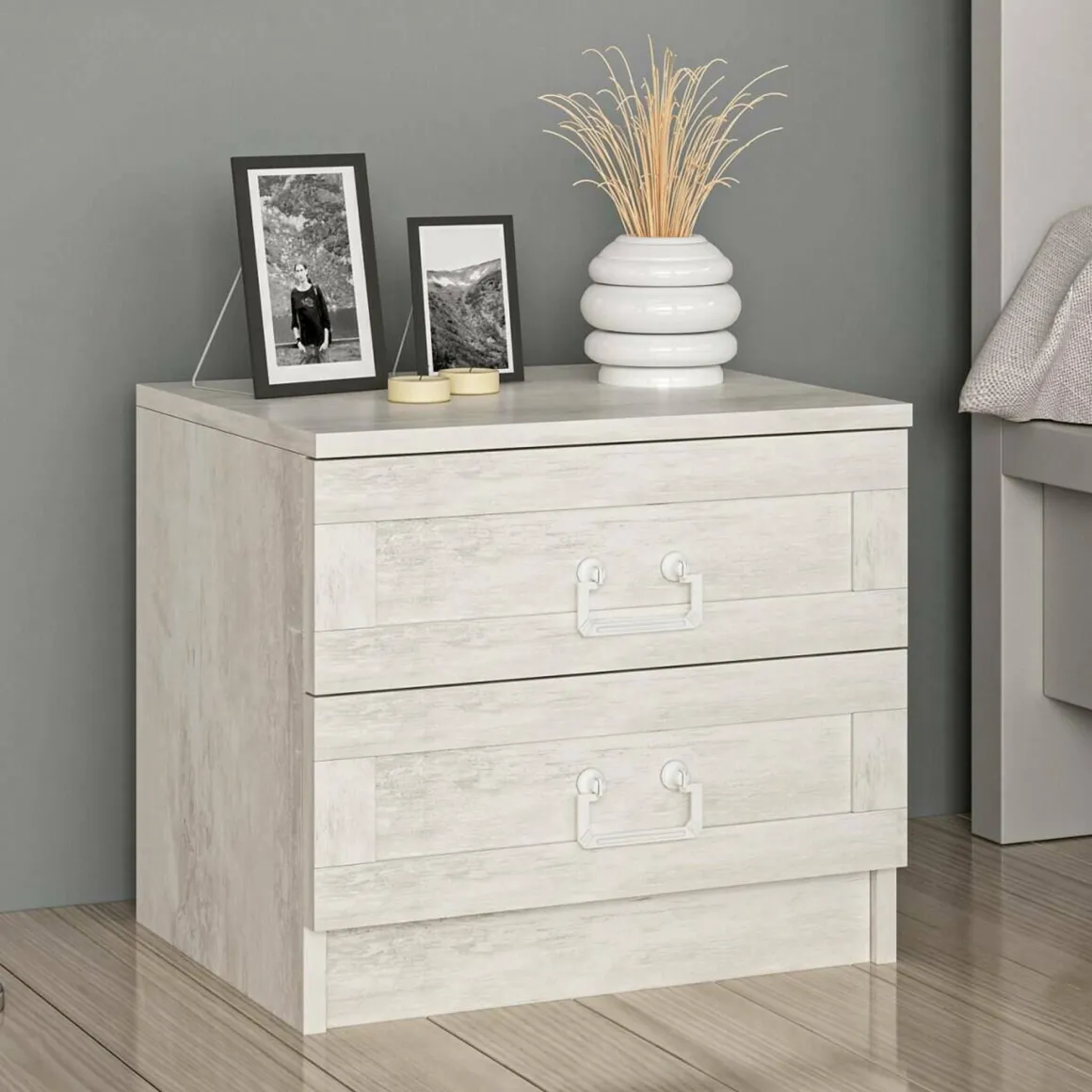Comodino moderno bianco 54x47x40h cm - Ludovic