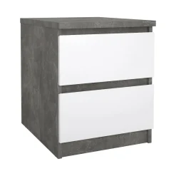 Comodini > Dmora Comodino moderno cemento e bianco lucido 50x40x49h cm - Azar Bianco Lucido, Grigio Cemento