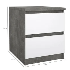 Comodini > Dmora Comodino moderno cemento e bianco lucido 50x40x49h cm - Azar Bianco Lucido, Grigio Cemento