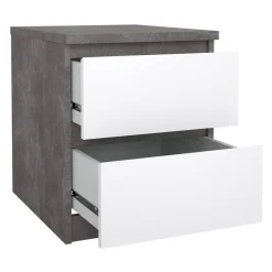 Comodini > Dmora Comodino moderno cemento e bianco lucido 50x40x49h cm - Azar Bianco Lucido, Grigio Cemento
