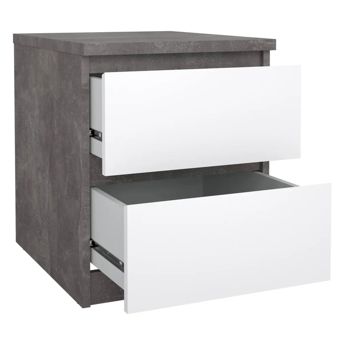 Comodini > Dmora Comodino moderno cemento e bianco lucido 50x40x49h cm - Azar Bianco Lucido, Grigio Cemento