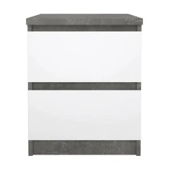 Comodini > Dmora Comodino moderno cemento e bianco lucido 50x40x49h cm - Azar Bianco Lucido, Grigio Cemento