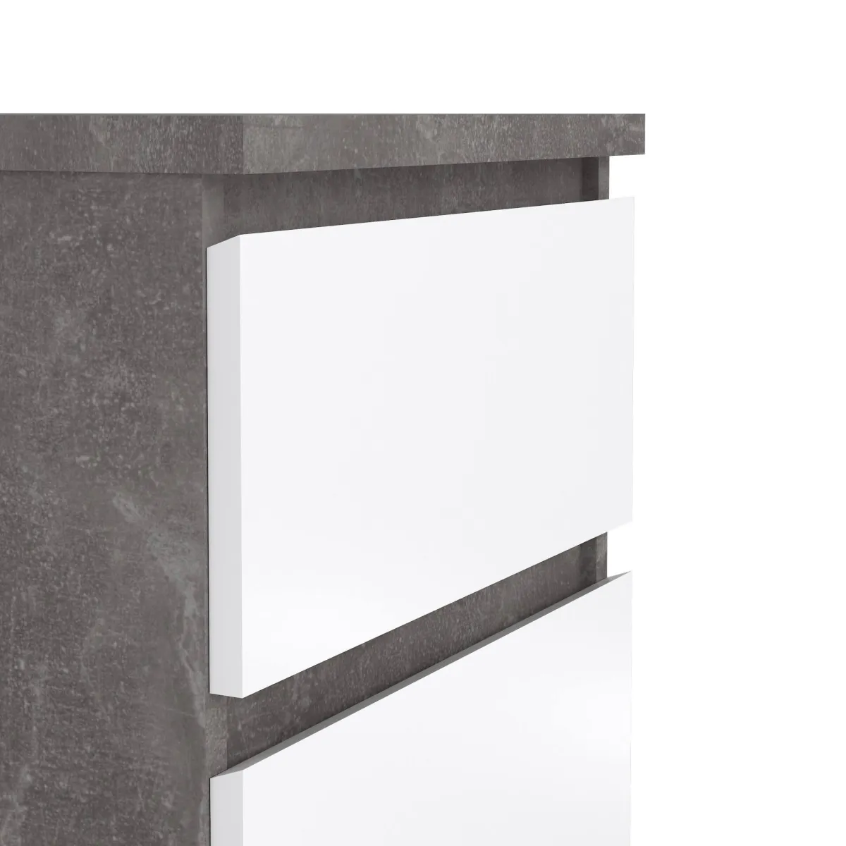 Comodini > Dmora Comodino moderno cemento e bianco lucido 50x40x49h cm - Azar Bianco Lucido, Grigio Cemento