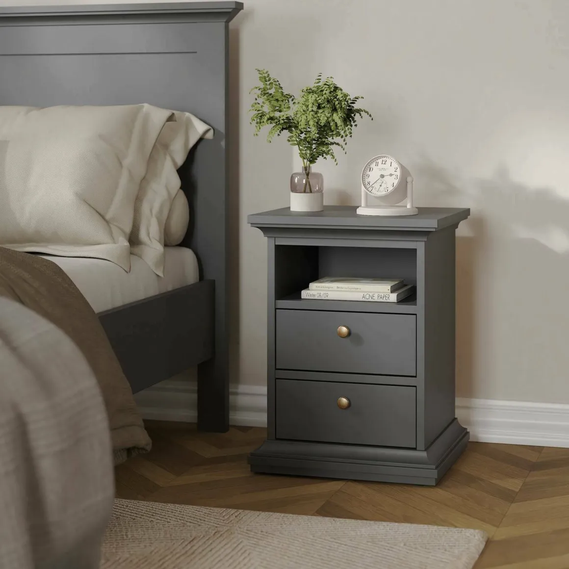 Comodino moderno grigio 43x40x58h cm - Alichin