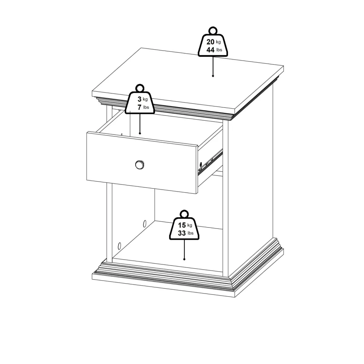 Comodini > Dmora Comodino moderno 47x43x63h cm - Pascal Nero