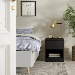 Comodino moderno nero 40x40x49h cm - Scolastica